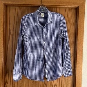 JCrew perfect shirt button down blue/white check. Size 8